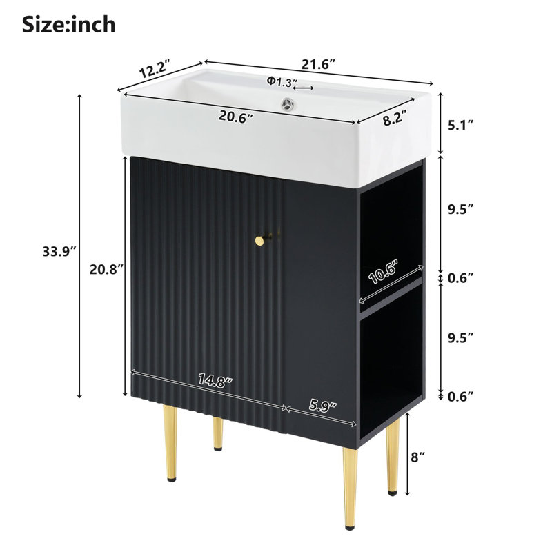 21.6" Bathroom vanity, Black