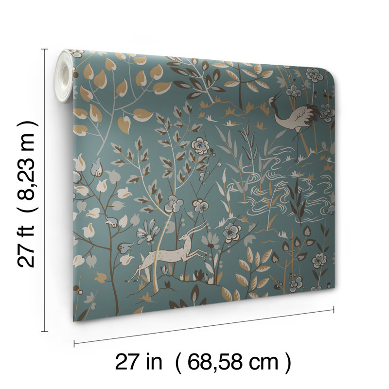 Rouleau floral Jimmy, Bleu sarcelle