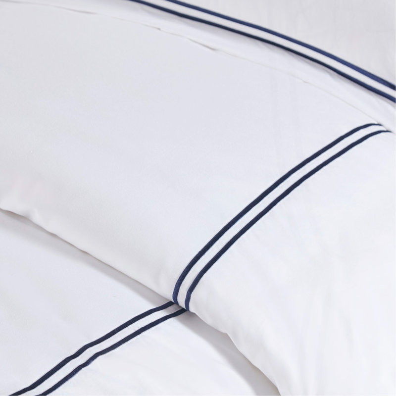 Ensemble d'édredon brodé en satin de coton à densité de tissage 500 fils King