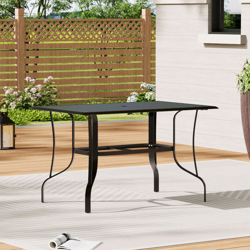 Casillas Rectangular Outdoor Garden Metal Slatted Coffee Table, 75cm H x 120cm L x 80cm W