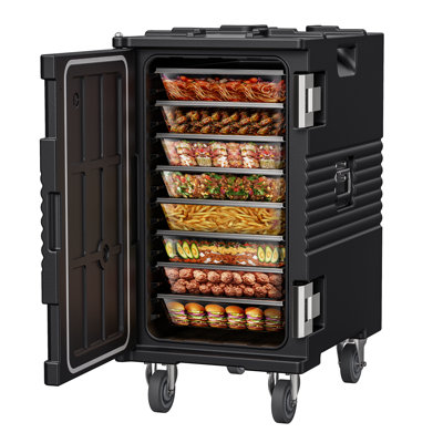 Porte-casserole isotherme Cammoo 127qt, chauffe-plat de restauration avec roulettes pivotantes pour 8 casseroles pleine grandeur, loquet en acier inoxydable 304, boîte chaude pour la restauration