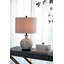 Lampe de table en verre Sarris avec abat-jour en lin blanc