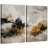 Bold Neutral Abstract Artwork with Black and Ochre Forms, Living Room Pictures, Framed Canvas Giclee Print Wall Art-562263107-562263111