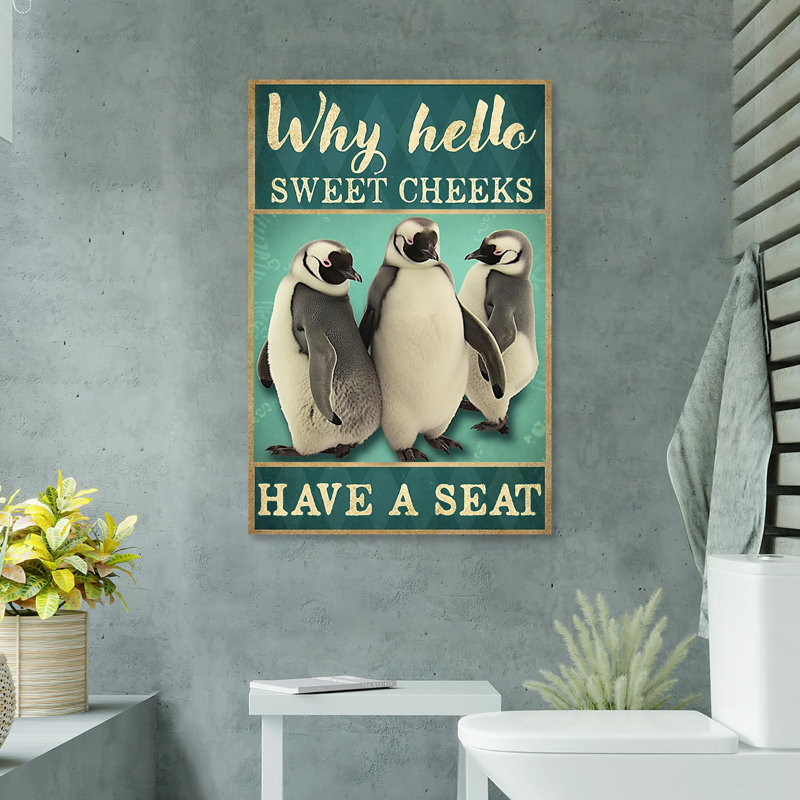 Les pingouins ont un siège - 1 pièce, reproduction d'art graphique sur toile tendue, H 20 po x l 16 po x P 1,25 po
