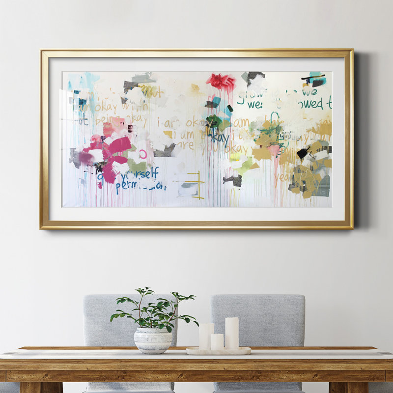 Kent Youngstrom - peinture encadrée, H 10,5 po x l 18,5 po x P 1,5 po, Papier encadré doré, Blanc