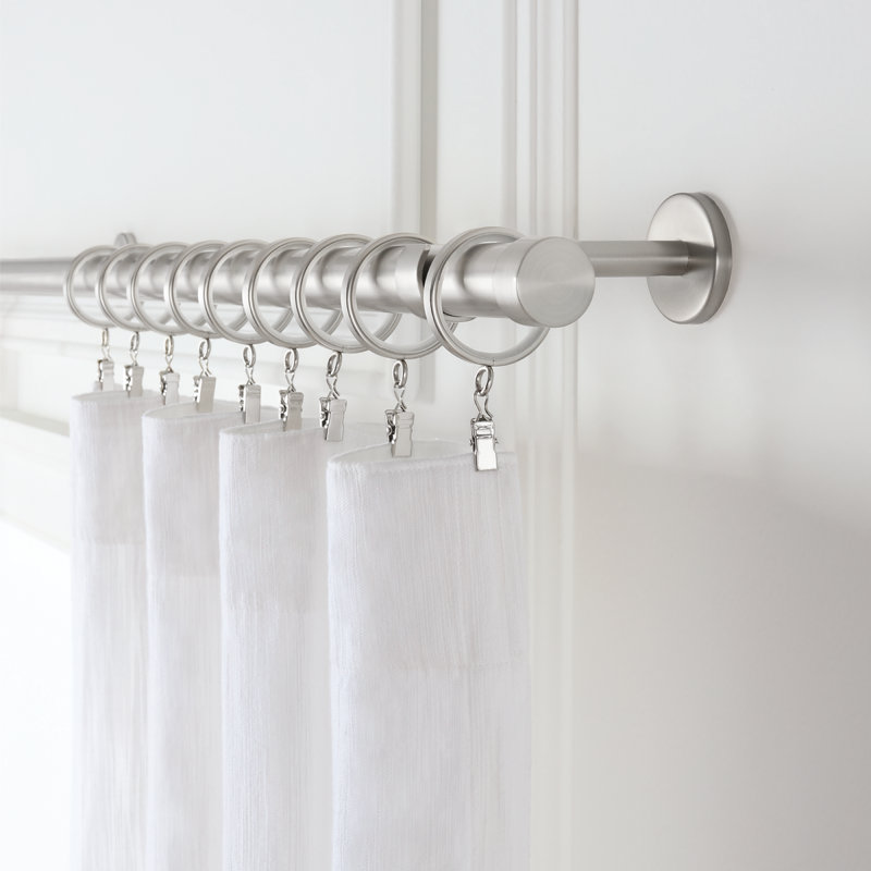 Premium 96" Brushed Nickel Non-Adjustable Curtain Rod with Designer Brackets
