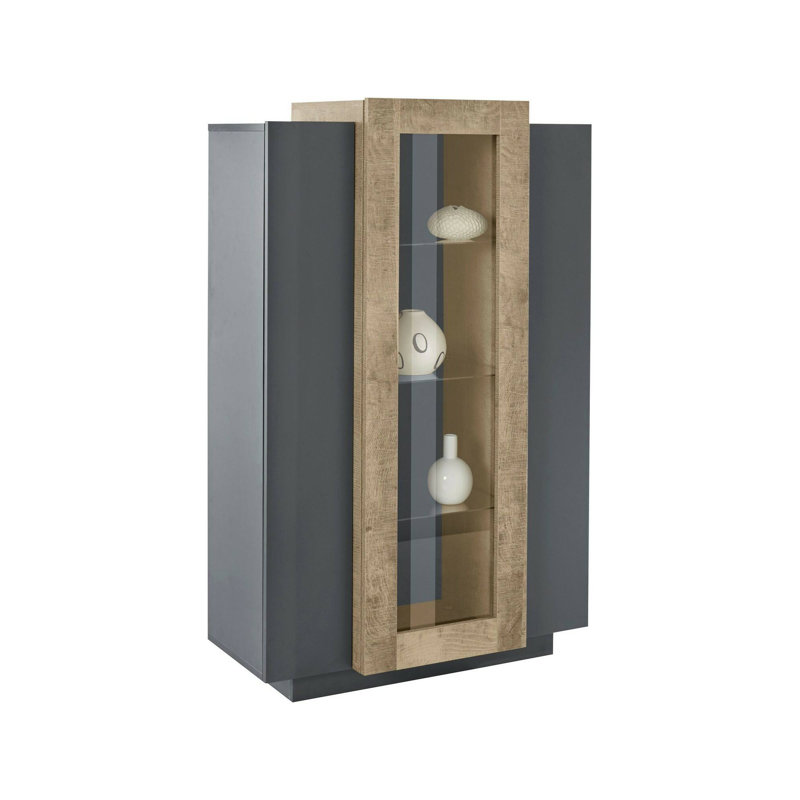 Carleene Rectangle Accent Cabinet, Anthracite/Maple
