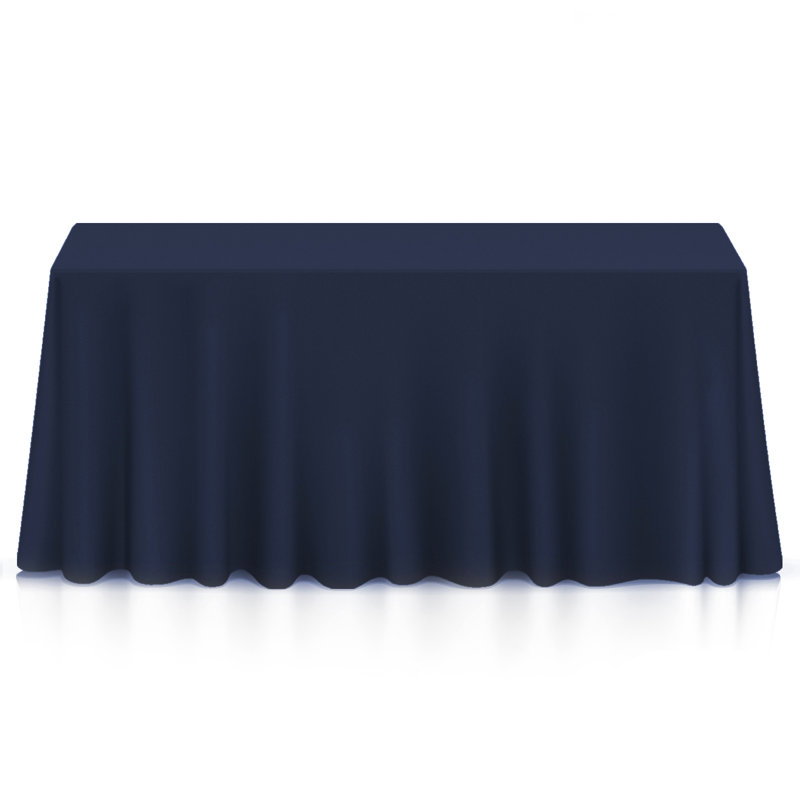 Solid Color Rectangular Tablecloth, 132" L x 90" W, Navy Blue, 10