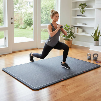 Anji MTX Exercise Mat for Home Gym Equipment, Non-Slip High-Density Workout Mat, Extra Durable Thick Fitness Equipment Mat for Treadmill, Cardio, Jump Rope & Exercise