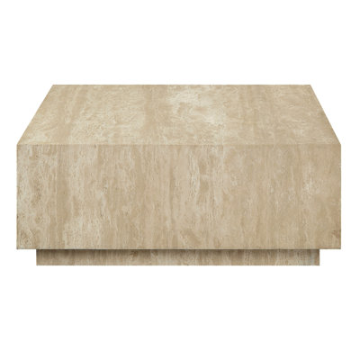 Natural Hall Side Table - Beige, Plywood Build, 35x35x14 In Gorgeous Beige Coffee Table, 35in Width,