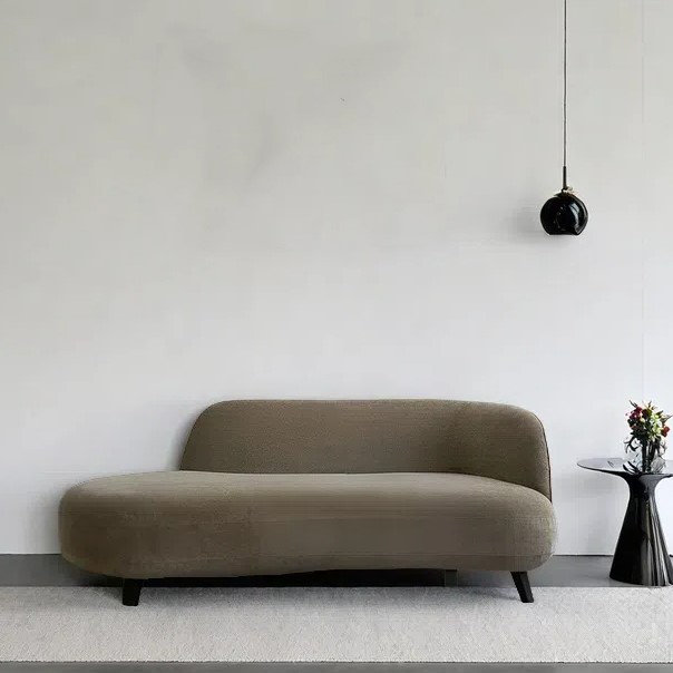 Méridienne simple au design créatif et moderne, Taupe, Face à la droite