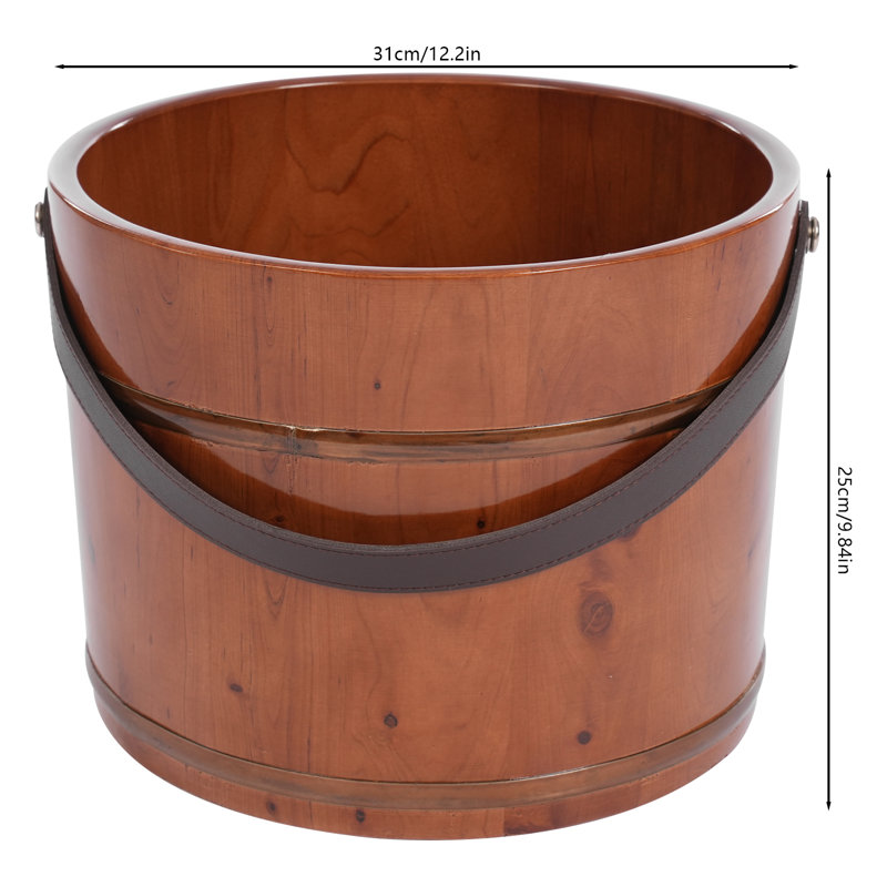 Foot Bath Bucket with Massage and Handle, Brown, 9.84" H x 12.2" W x 12.2" D