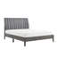 Lit plateforme grand moderne, tête de lit en velours, pieds en bois massif gris, meubles de chambre à coucher, revêtement en tissu sans sommier,-121116456