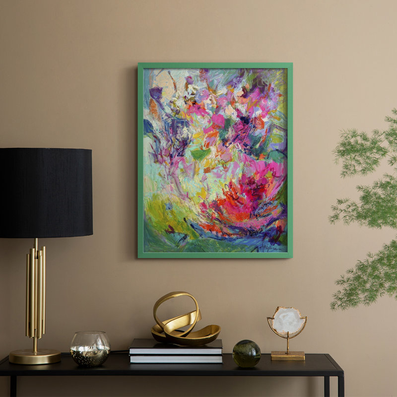 Impression encadrée Bold Flourish III - bois massif, H 30 po x l 24 po, Vert