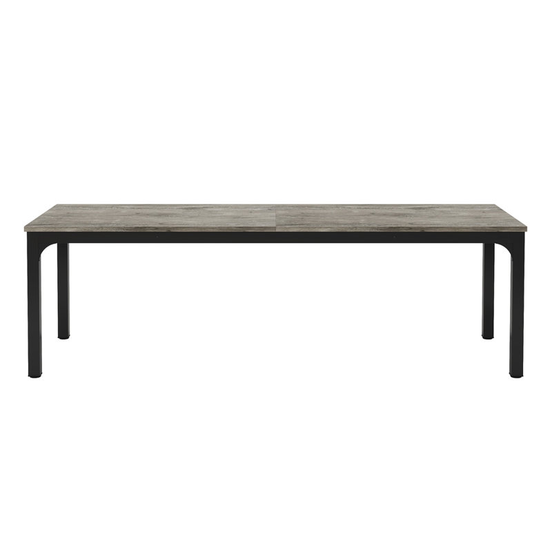 78" Rustic Brown Rectangle Dining Table Large  For 6-8 People-Table Only, Gray/Black