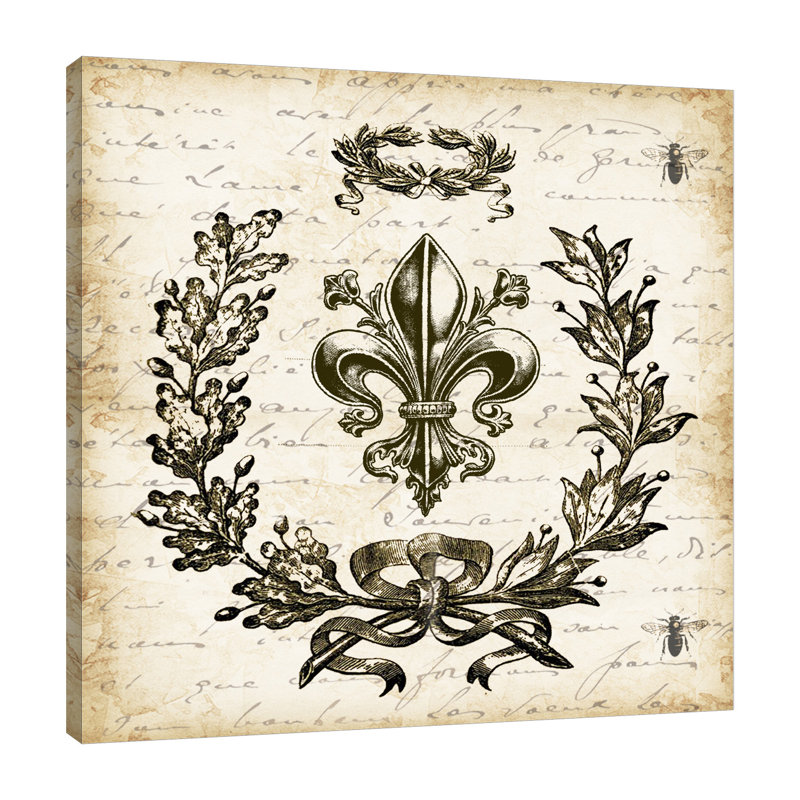 «  : fdl », reproduction d’impression sur toile tendue French Laurel Wreath, H 12 po x l 12 po