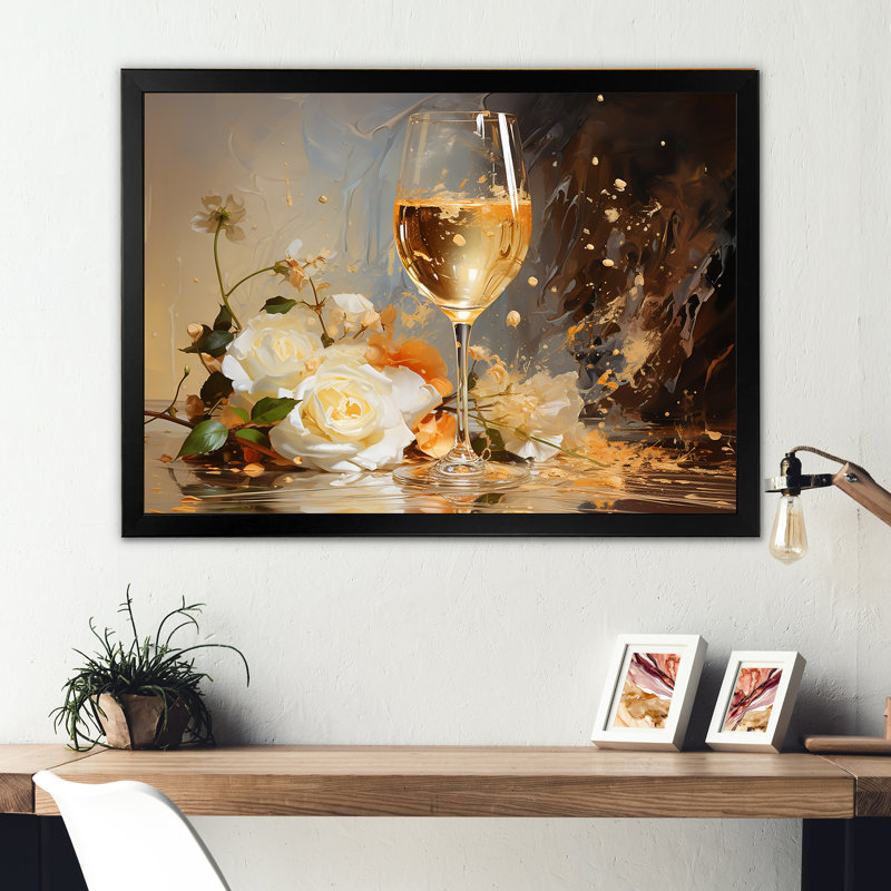 French Champagnes Cheers I sur impression sur toile, Cadre simple noir, H 12 po x l 20 po x P 1 po