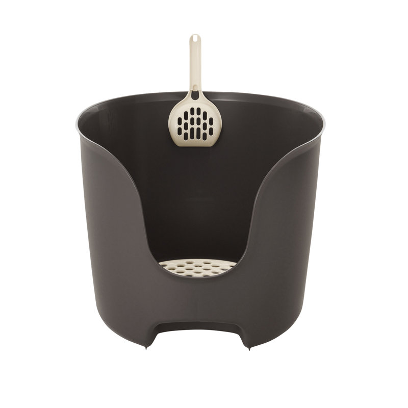 Plastic Litter Box with Scoop, Brown