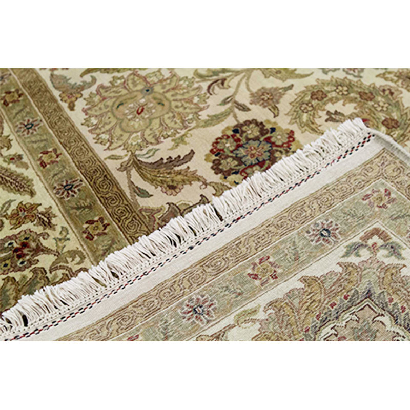 Tapis ivoire et doré de haute qualité noué à la main