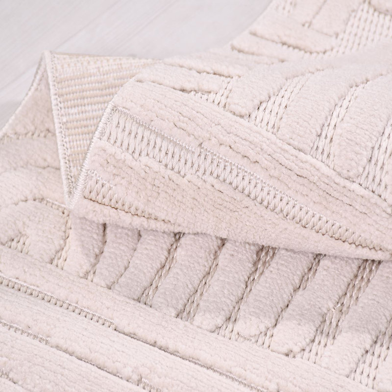 Modern Cream Machine Washable Non-Slip Area Rug, Rectangle 6'6" x 9'9"