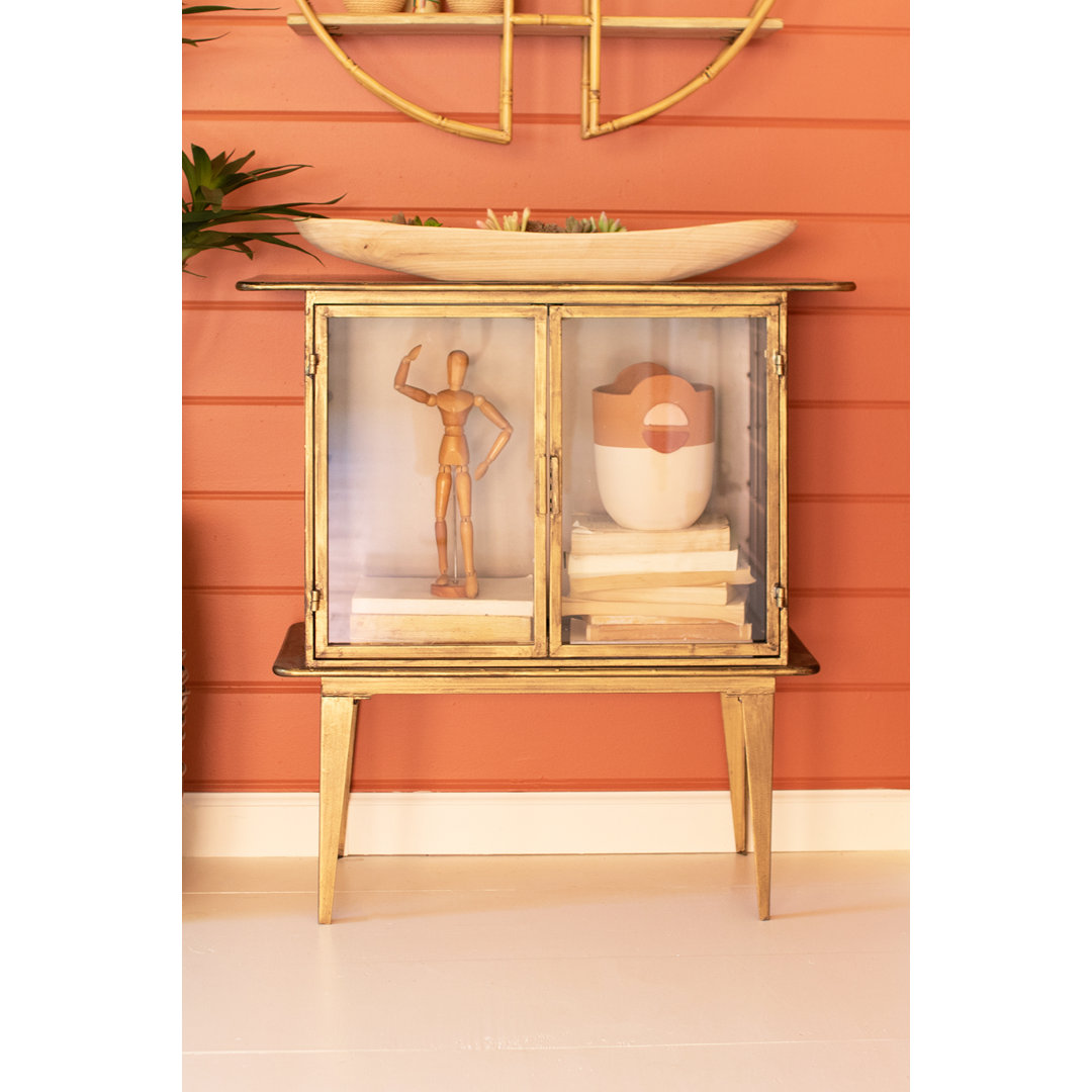Antique Brass and Glass Two-Door Cabinet Willa Arlo™ Interiors
