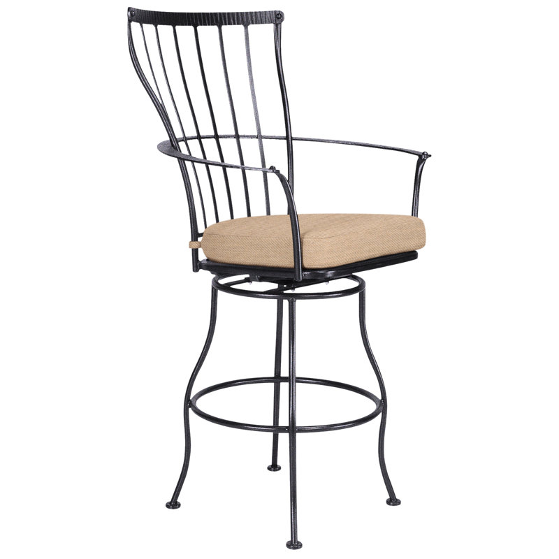 Monterra Outdoor Swivel Bar Stool, Graphite, Flagship Stone Sunbrella®, 27.25''