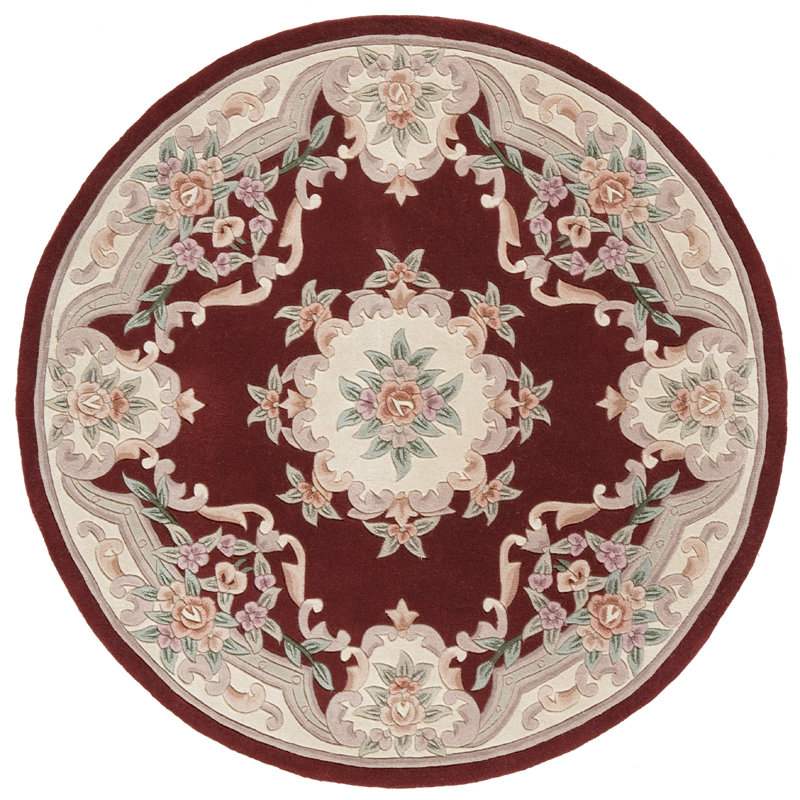 Tapis traditionnel bourgogne Aubusson, Rond 6 pi