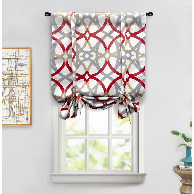 Halton Blackout Curtain Single Panel, Red/Gray, 25" W x 47" L