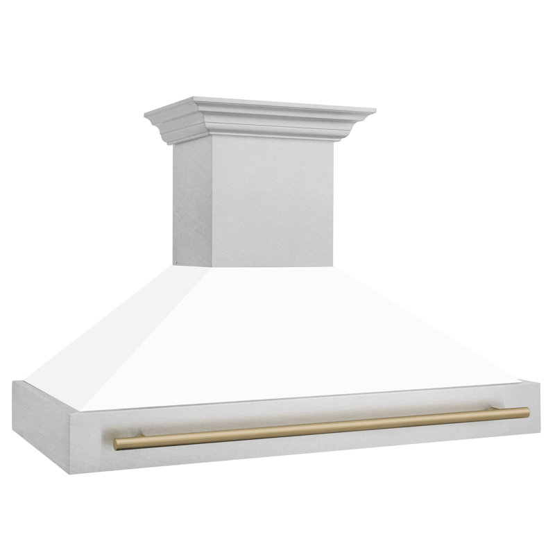 48" ZLINE Autograph Edition Fingerprint Resistant Stainless Steel Range Hood with White Matte Shell