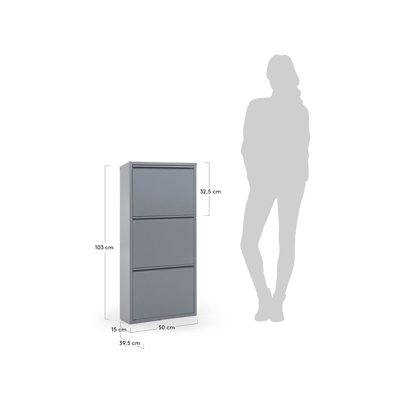 Ode 3 Shelves Shoe Storage Cabinet, Gray