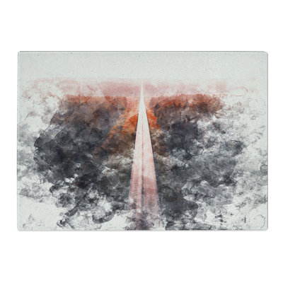 Tempered Glass Road to the Sunset in Finland Chopping Board