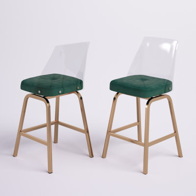 Milica Swivel Upholstered Velvet Counter Stool
