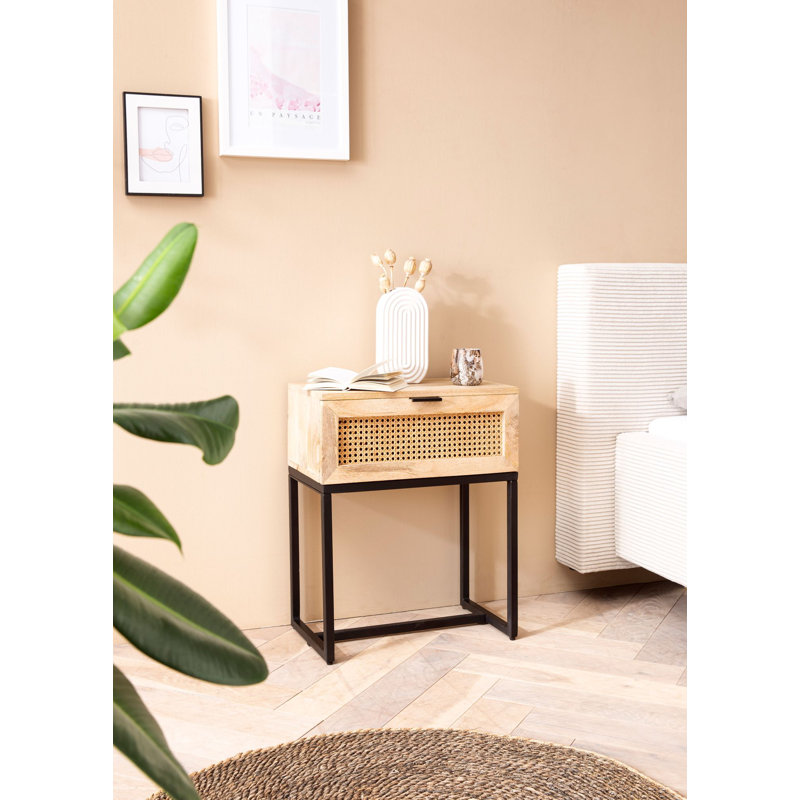 Alidiya 50cm W Metal Bedside Table