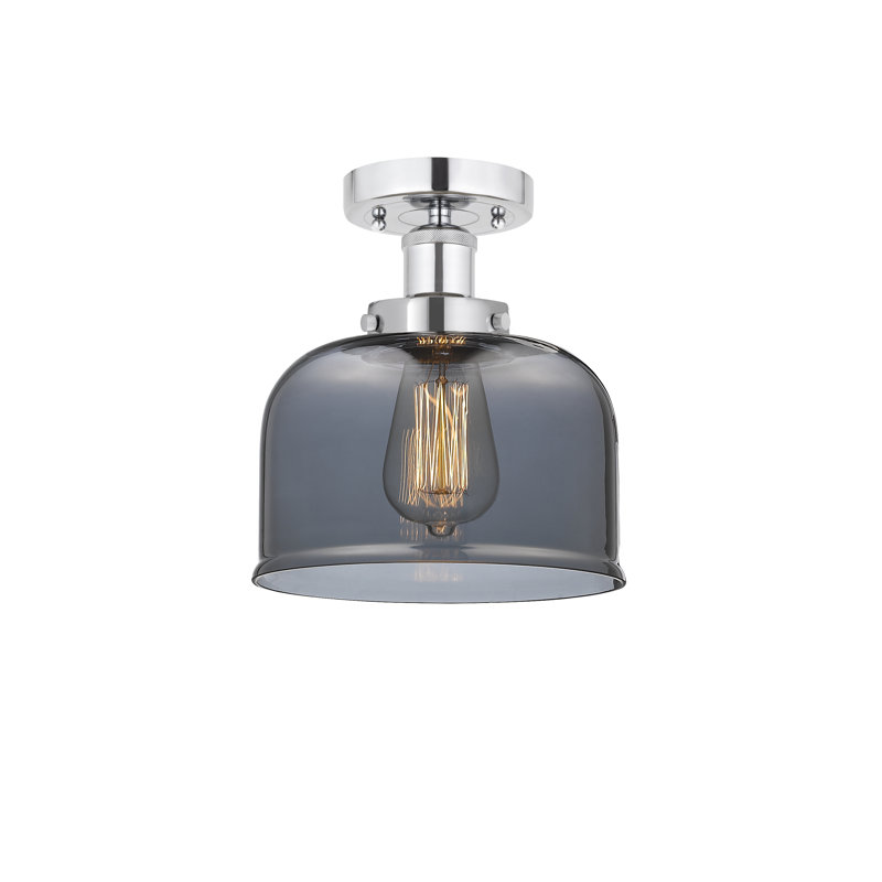 Coppell Glass Semi Flush Mount, Dark Smoke, Polished Chrome