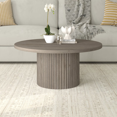 Minneota 32" Wide Round Coffee Table in Black Grain