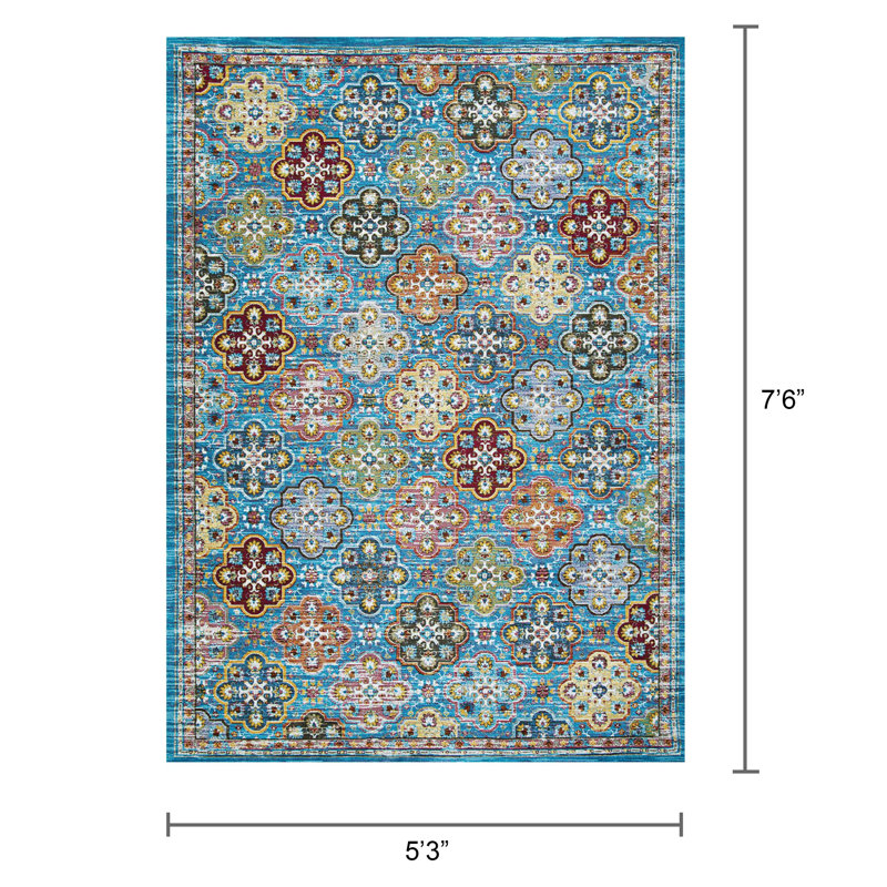 Tapis bleu Douglus, Rectangle 5 pi 3 po x 7 pi 6 po