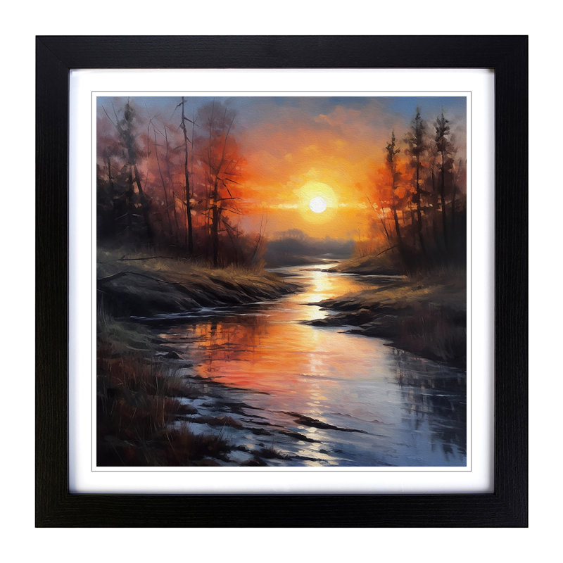 Sunrise Oil Painting No.2 - Framed Print, Black