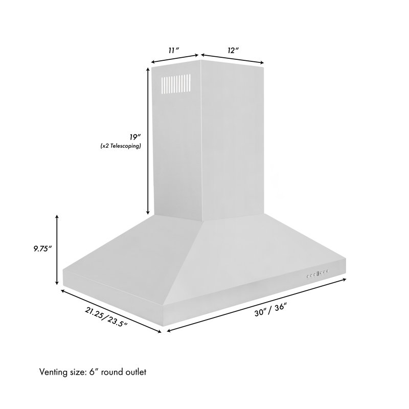 48" KL3 400 CFM Convertible Island Range Hood in Brushed Stainless Steel
