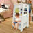 ECOMEX Toddler Standing Tower for Kitchen, Step Stool for Kid's Adjustable Height Learning Stool, Removable Anti-Drop Safety Rail Stool for Bedroom, Bathroom, White