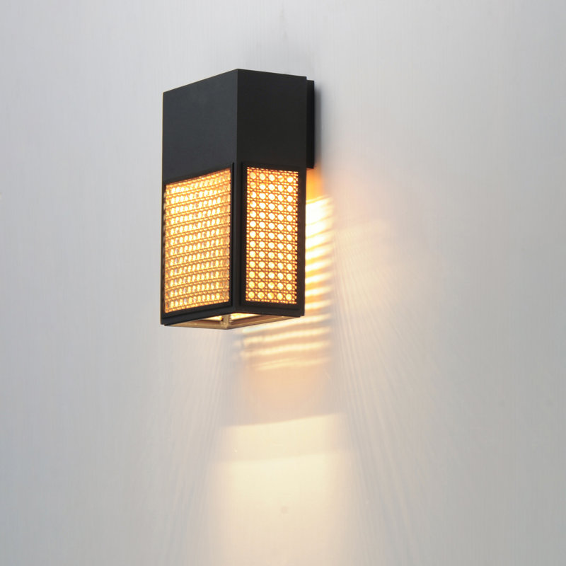 Achsa LED Wall Light, 12" H x 8' W x 4.75" D, Black/Yellow