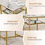 Table de bar et 2 tabourets, blanc doré, structure en métal imitation bois, élégante et pliable, idéale pour les petits espaces.