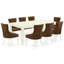 Ensemble de table de salle à manger 9 pièces comprenant une table de cuisine rectangulaire avec rallonge papillon et 8 chaises parsons en tissu brun, lin blanc-549103063-549103060-608280657