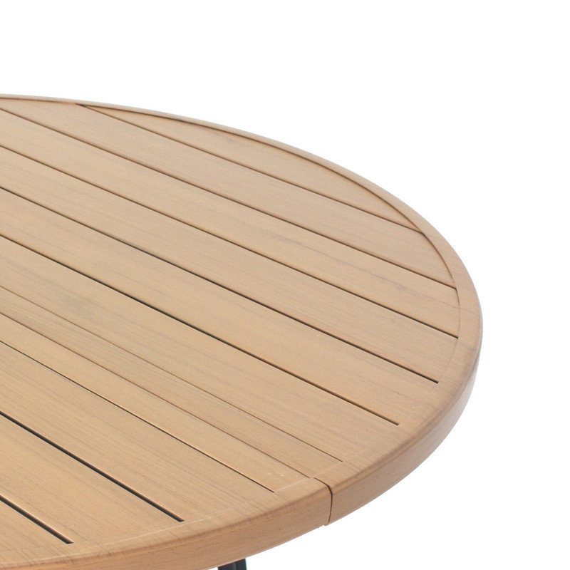 Table de salle à manger de 47 po à lattes en faux bois avec trou de parasol