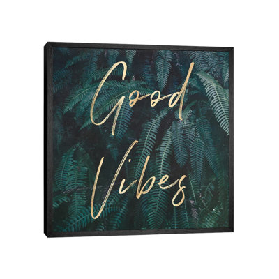 Good Vibes Greenery Ferns Gold by Nature Magick - Painting on Canvas
