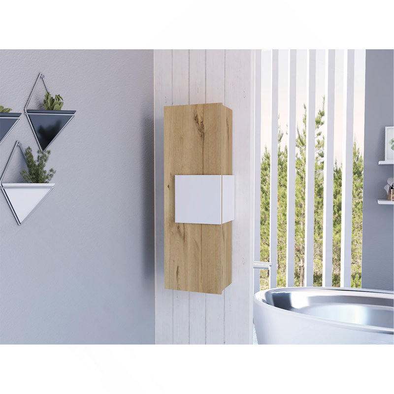 Armoire à pharmacie Vanguard, trois tablettes, une porte - blanc / chêne clair