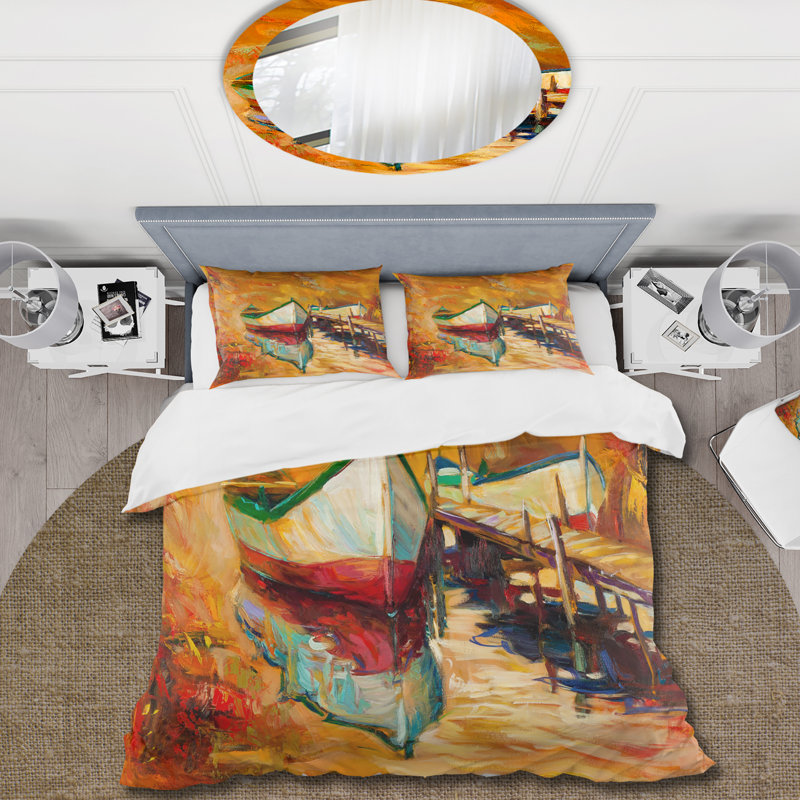 Ensemble de housse de couette Nautical & Coastal, Housse de couette simple + 1 taie décorative stan