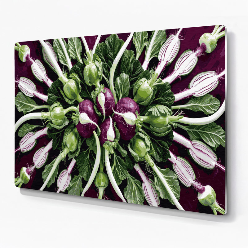 Vegetables Kohlrabi Black Metal Wall Art, 11" H x 14" W