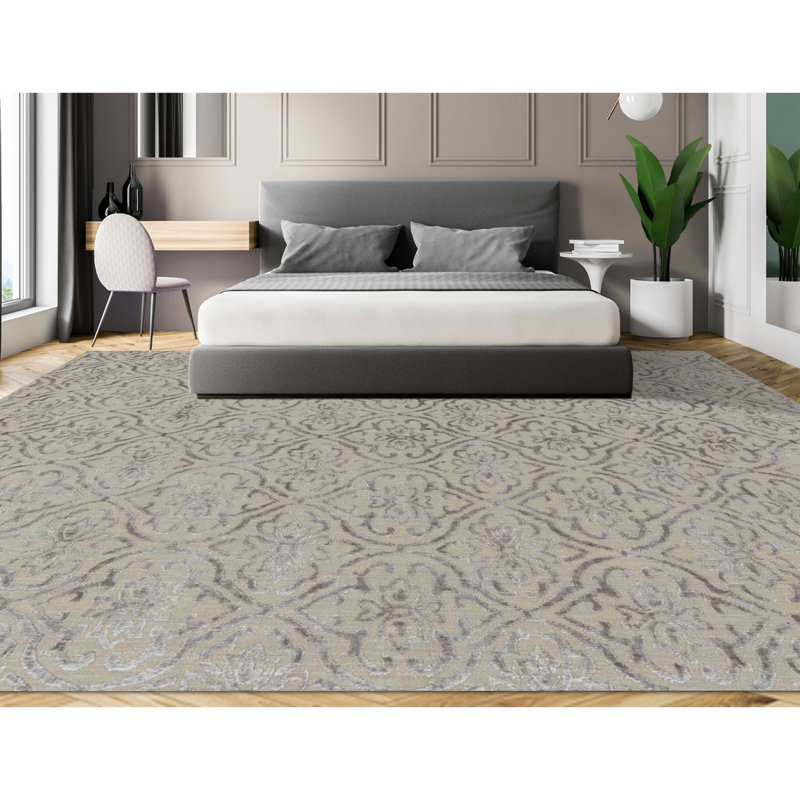 Jakat Cotton and Wool Damask Area Rug