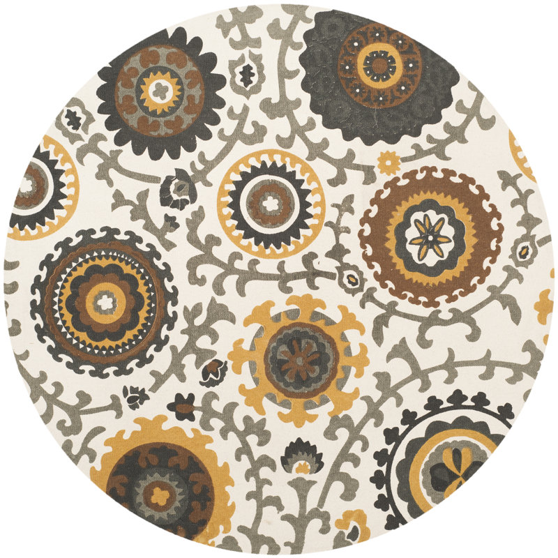 Centerburg Hand Loomed Cotton Geometric Rug, Round 5'