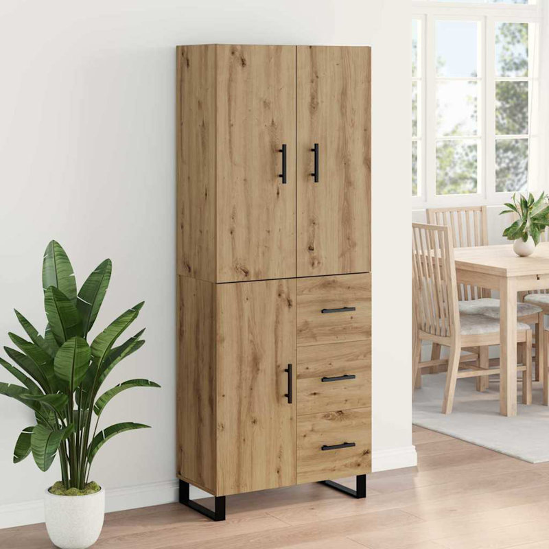 69.5 cm W Glass Highboard, Artisan Oak